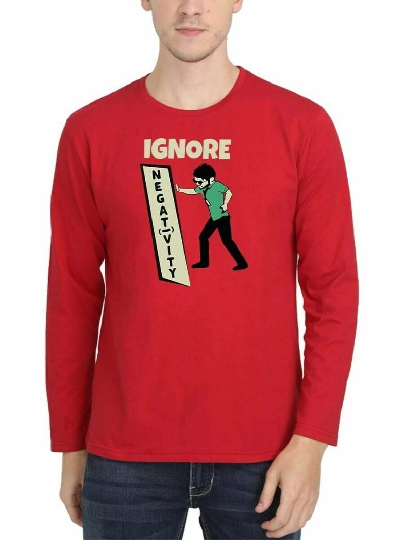 Ignore Negativity Men Full Sleeve Red Thalapathy Vijay T-Shirt