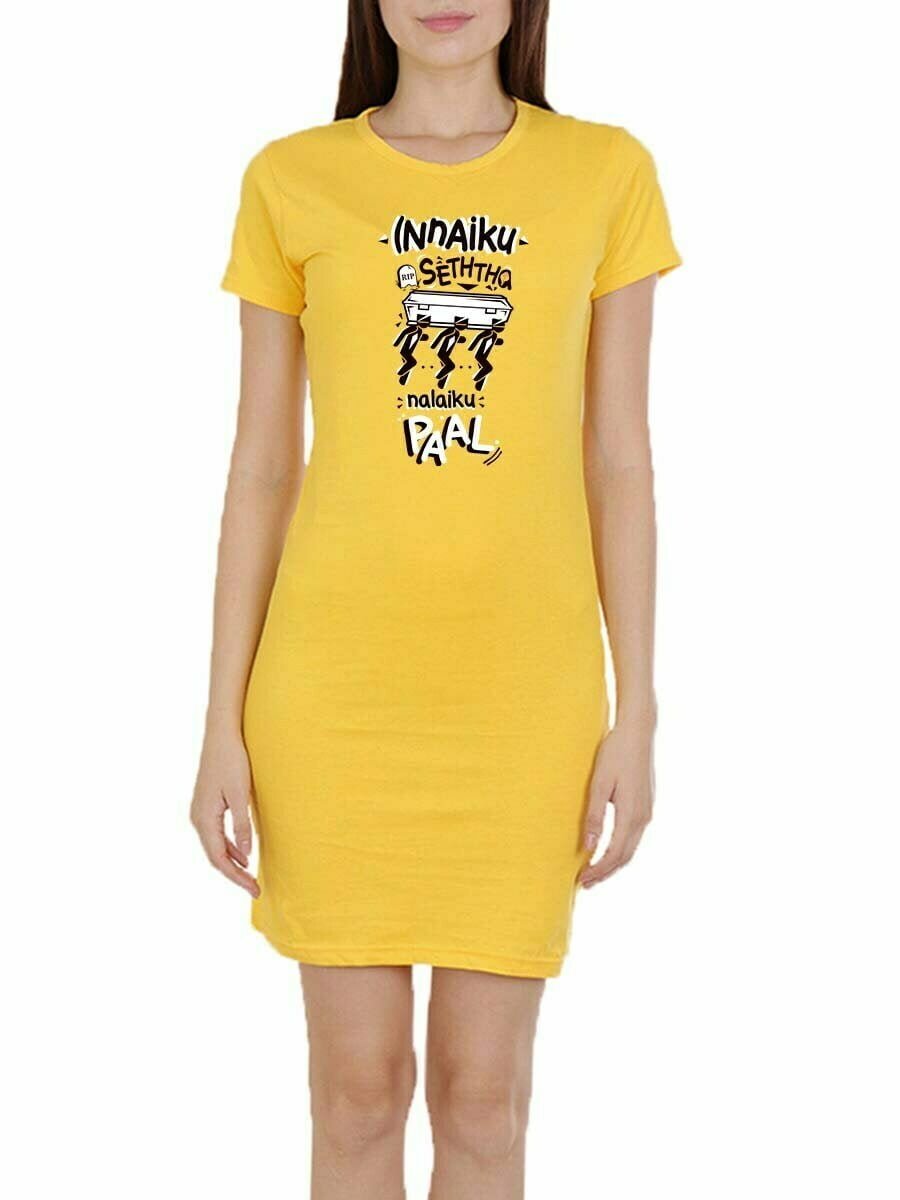Innaiku Setha Nalaiku Paal Yellow T-Shirt Dress
