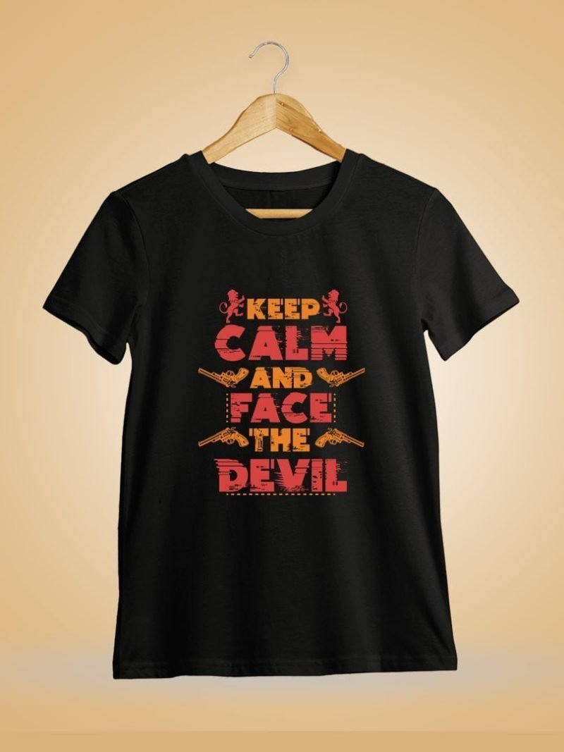 Keep Calm And Face The Devil Men Half Sleeve Black Thalapathy Vijay T-Shirt
