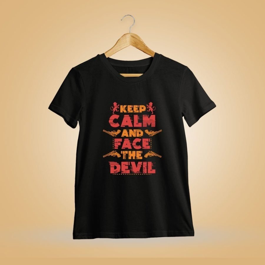 Keep Calm And Face The Devil Men Half Sleeve Black Thalapathy Vijay T-Shirt