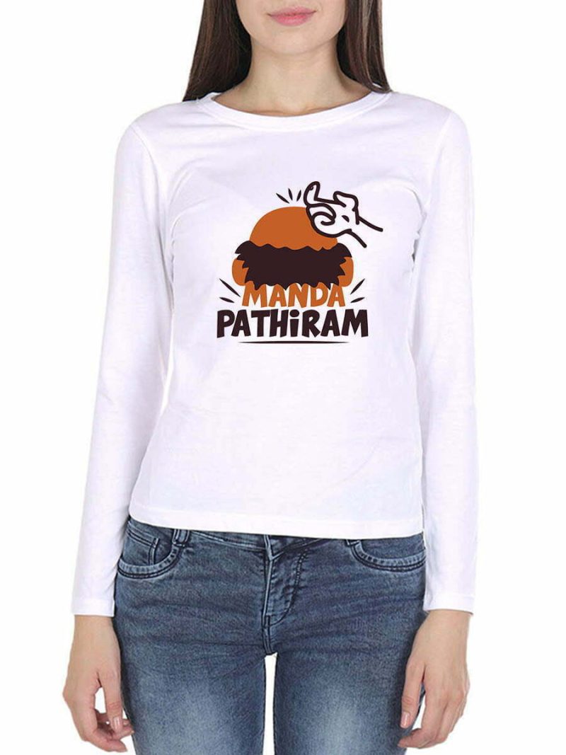 Manda Bathram Women Full Sleeve White Vadivelu T Shirt