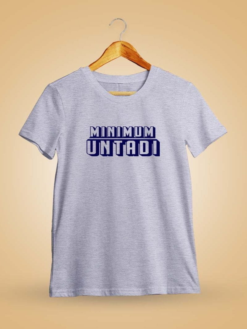 Minimum Untadi Meme Men Half Sleeve Grey Melange Crazy Telugu T-Shirt