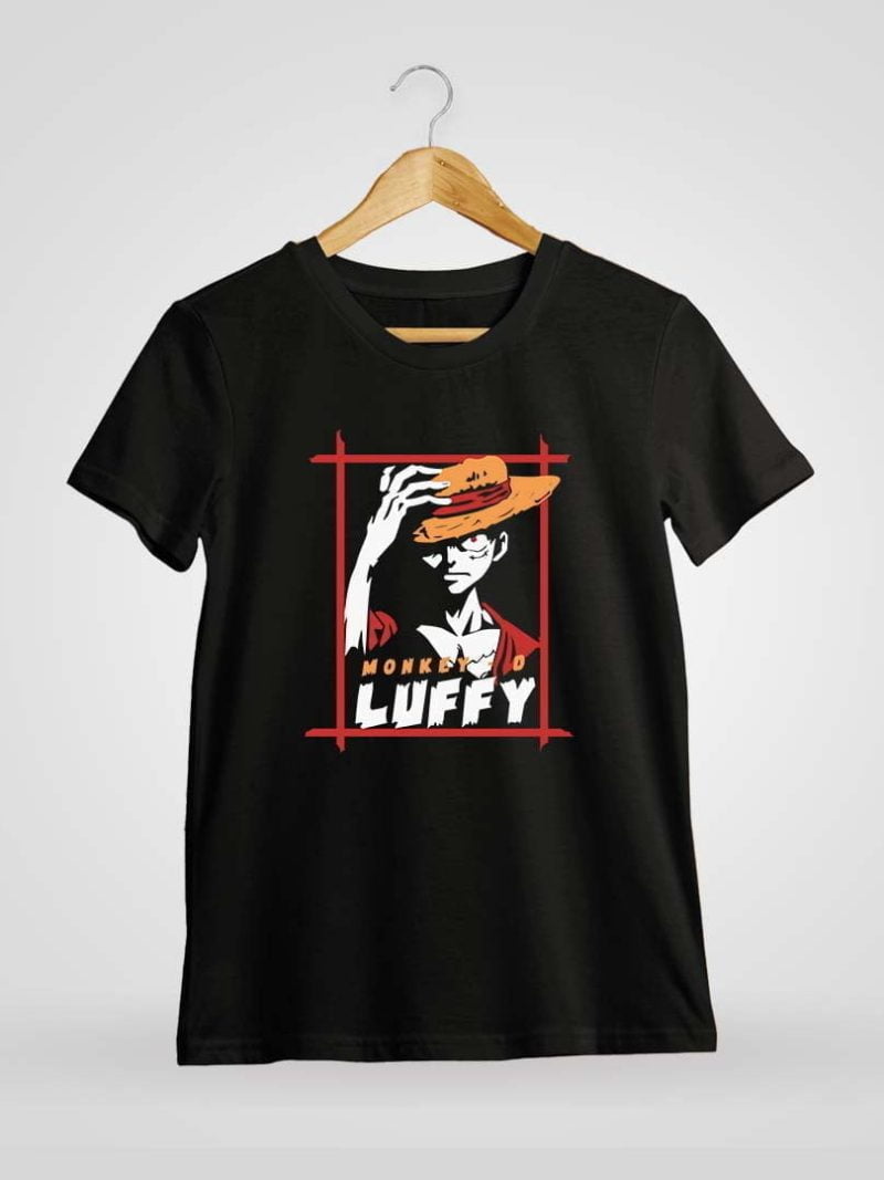 Monkey D Luffy Hat Men Half Sleeve Black Anime T-Shirt