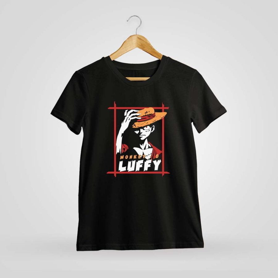 Monkey D Luffy Hat Men Half Sleeve Black Anime T-Shirt