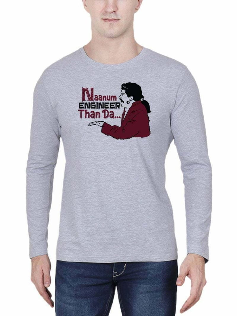 Naanum Rowdy Dhaan Moment To Engineers Grey Melange Vadivelu T Shirt