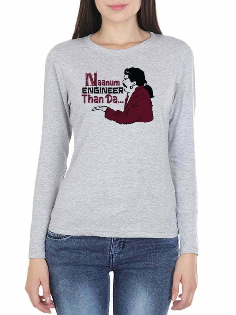 Naanum Rowdy Dhaan Moment To Engineers Grey Melange Vadivelu T Shirt