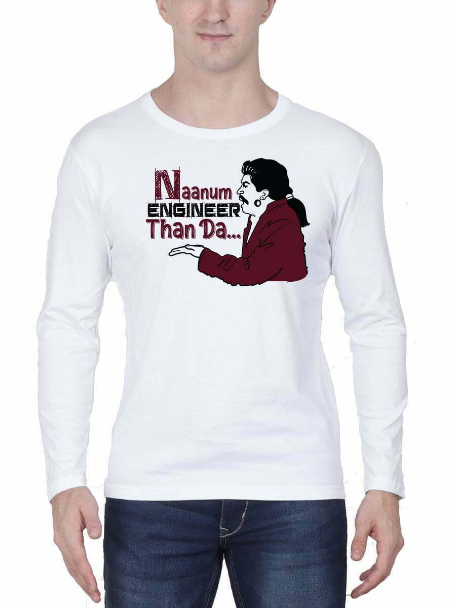 Naanum Rowdy Dhaan Da Momemt To Engineers White Vadivelu T Shirt
