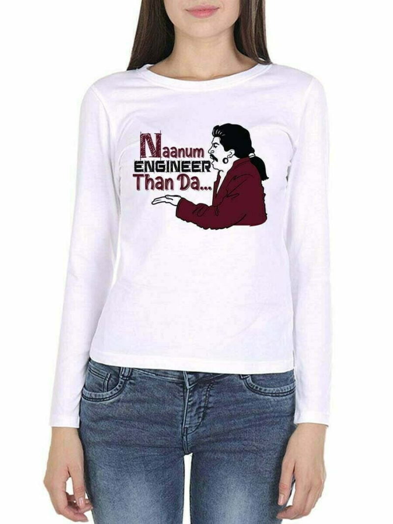 Naanum Rowdy Dhaan Da Momemt To Engineers White Vadivelu T Shirt