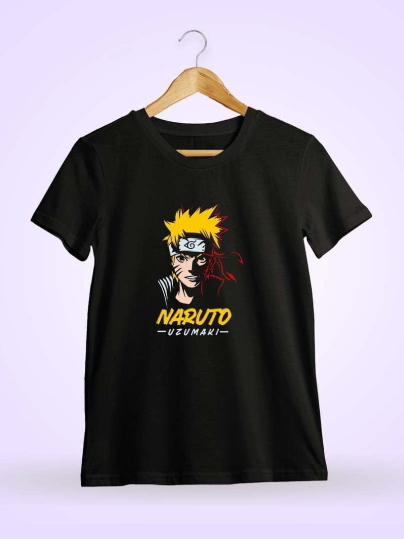 Naruto Uzumaki Men Half Sleeve Black Anime T-Shirt