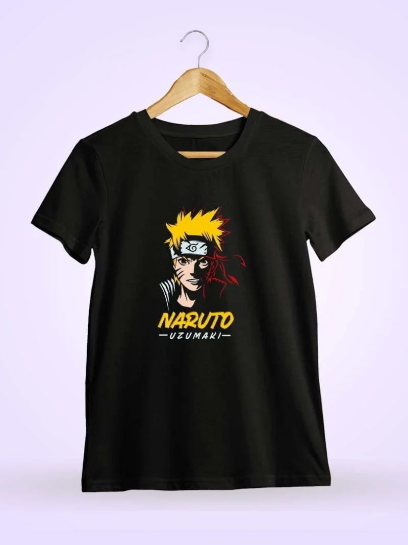 Naruto Uzumaki Men Half Sleeve Black Anime T-Shirt