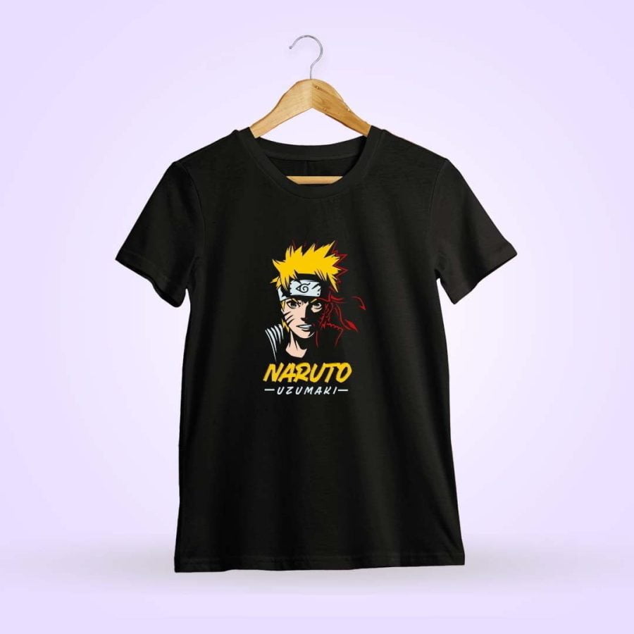 Naruto Uzumaki Men Half Sleeve Black Anime T-Shirt