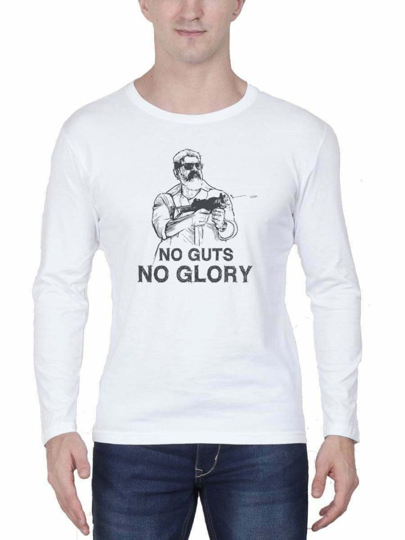 No Guts No Glory Still White Ajith T-Shirt