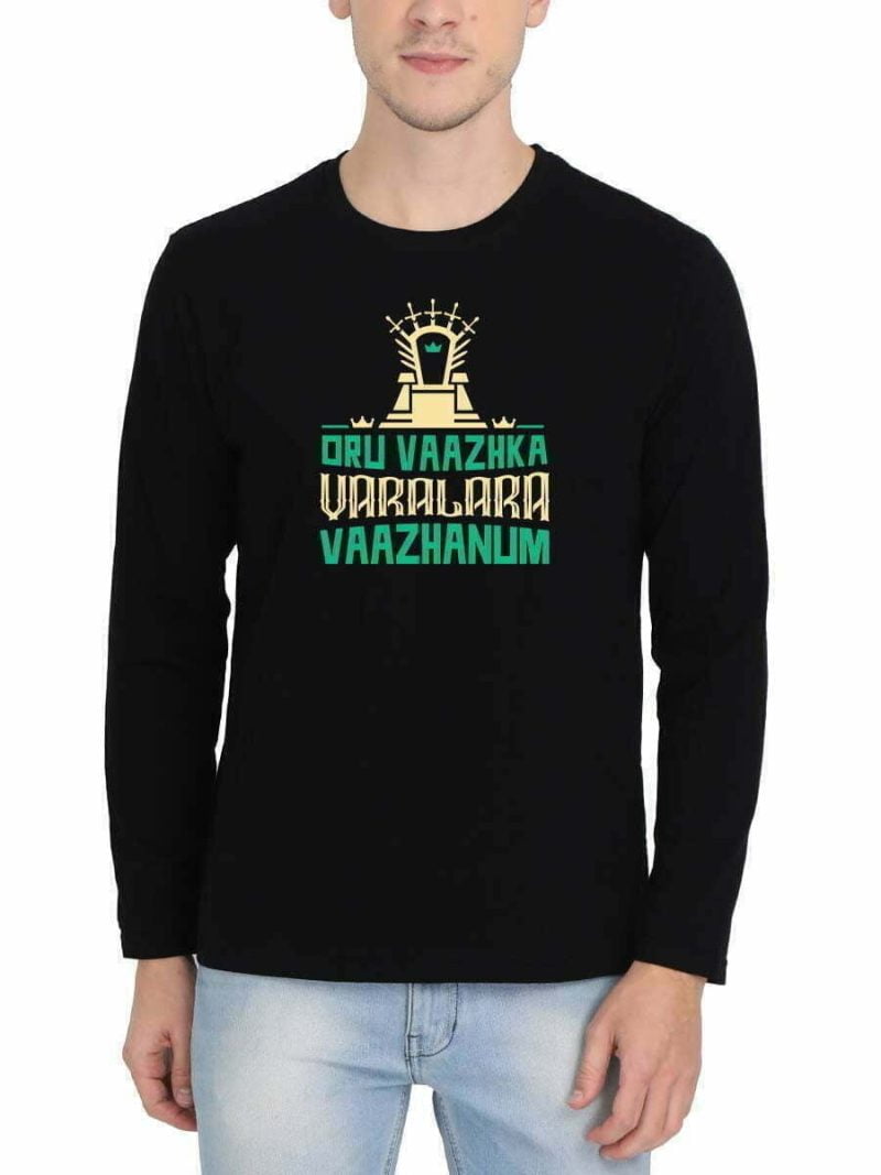 Oru Vazhkai Varalara Vazhanum Men Full Sleeve Black Tamil Movie T Shirt