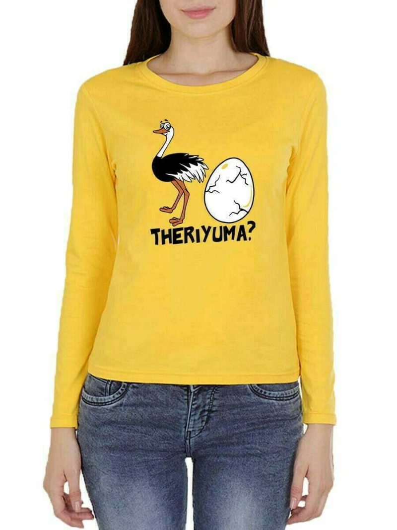 Ostrich Mutta Theriyuma Yellow T-Shirt