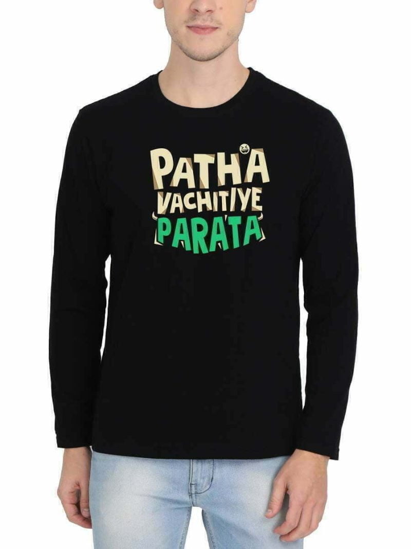 Patha Vachutiye Parata Men Full Sleeve Black Tamil Movie T Shirt