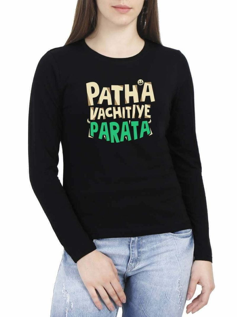 Patha Vachutiye Parata Women Full Sleeve Black Tamil Movie T Shirt