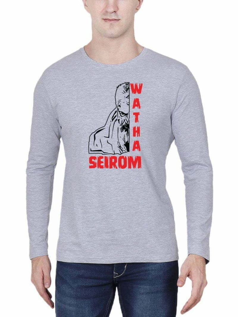 Watha Seirom Face Men Full Sleeve Grey Melange Ajith T Shirt