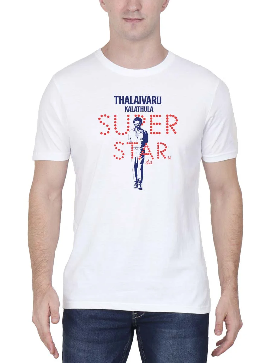 Hukum Lyrics - Thalaivaru Kalathula Superstaru Men Half Sleeve White Rajini T-Shirt - Image 2
