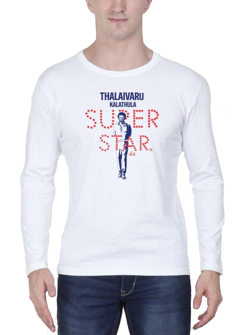 Hukum Lyrics - Thalaivaru Kalathula Superstaru Men Full Sleeve White Rajini T-Shirt
