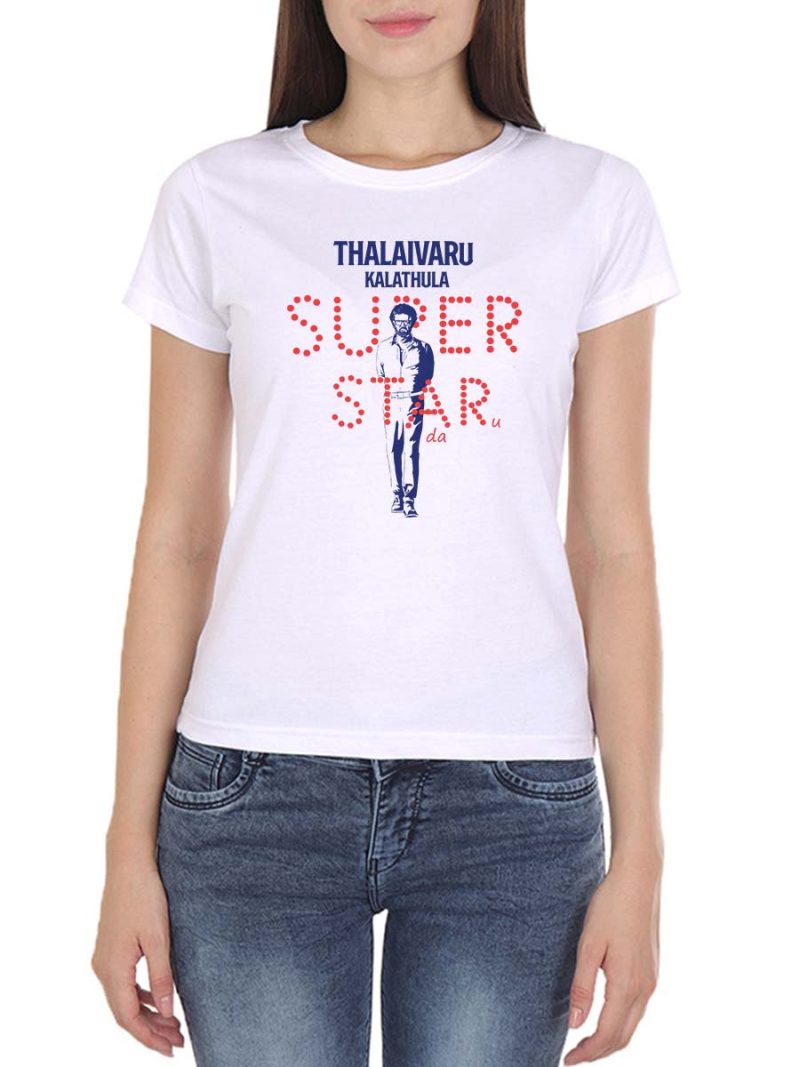 Hukum Lyrics - Thalaivaru Kalathula Superstaru Women Half Sleeve White Rajini T-Shirt