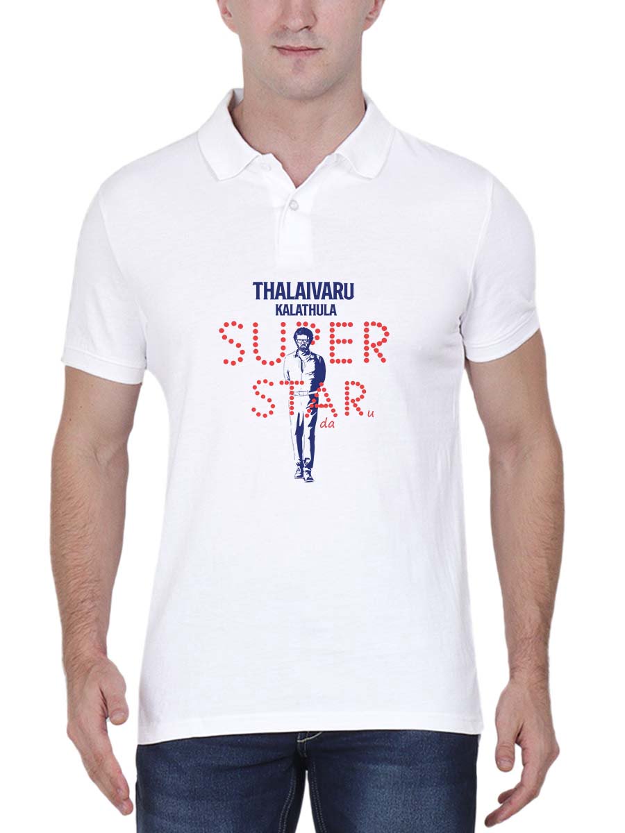 Hukum Lyrics - Thalaivaru Kalathula Superstaru Men Polo White Rajini T-Shirt