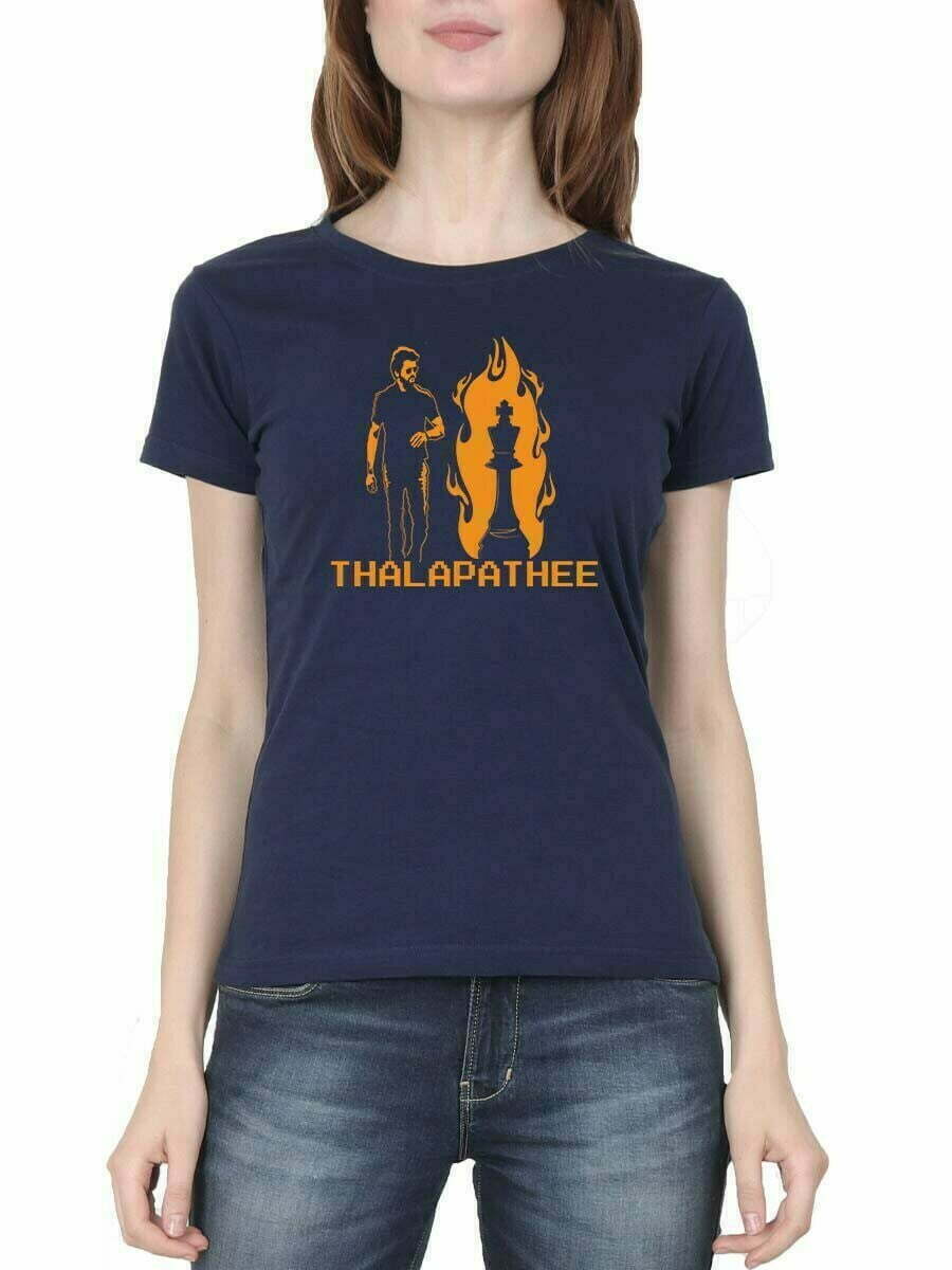 Thee Thalapathy Chess Piece Navy Blue Thalapathy Vijay T-Shirt