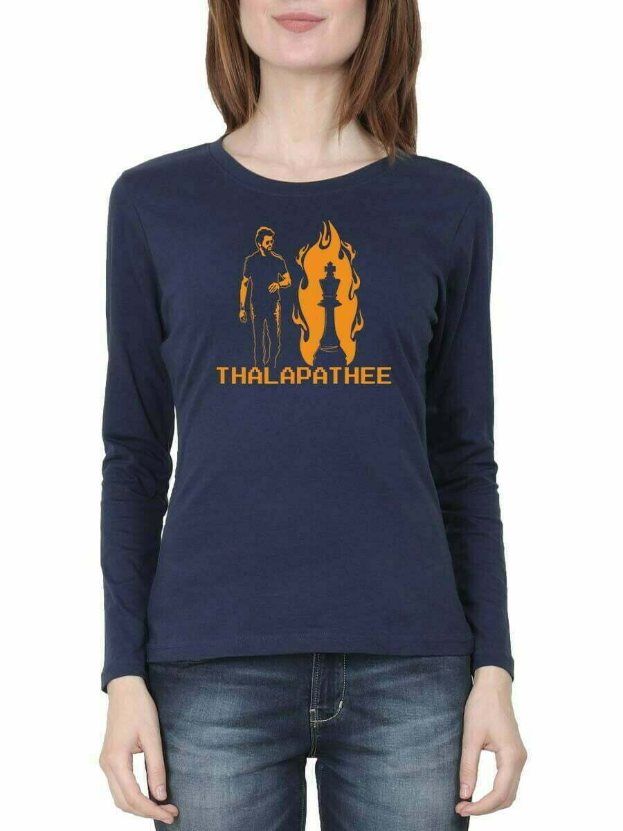 Thee Thalapathy Chess Piece Navy Blue Thalapathy Vijay T-Shirt