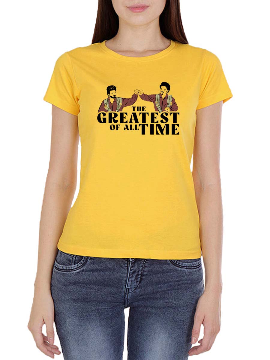 The Greatest Of All Time - The GOAT Women Half Sleeve Yellow Thalapathy Vijay T-Shirt