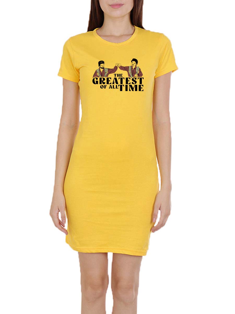 The Greatest Of All Time - The GOAT Women Yellow Thalapathy Vijay T-Shirt Dress