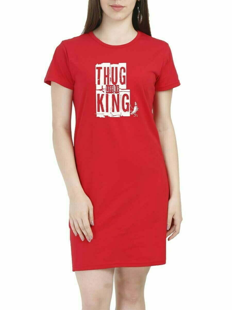 Thug Life La King SK DON Women Red Tamil Movie Tshirt Dress