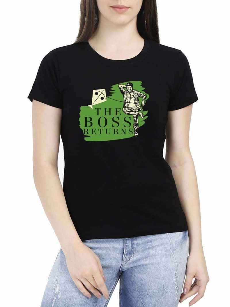 Varisu Vijay Boss Returns Women Half Sleeve Black Thalapathy Vijay T-Shirt