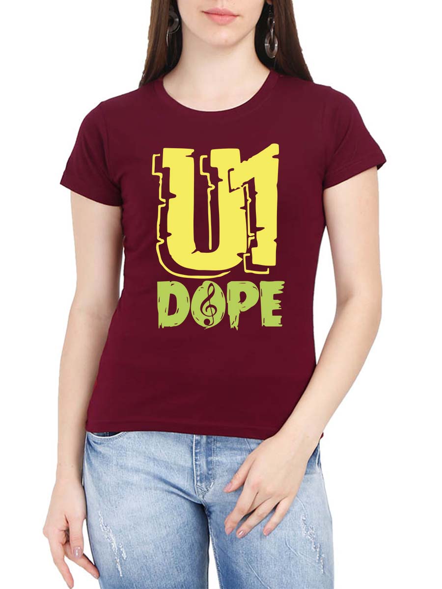 U1 Dope - Yuvanism Women Half Sleeve Maroon Yuvan T-Shirt