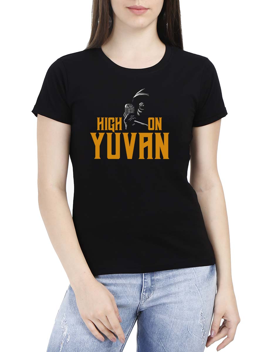 High On Yuvan - Yuvanism Women Half Sleeve Black Yuvan T-Shirt