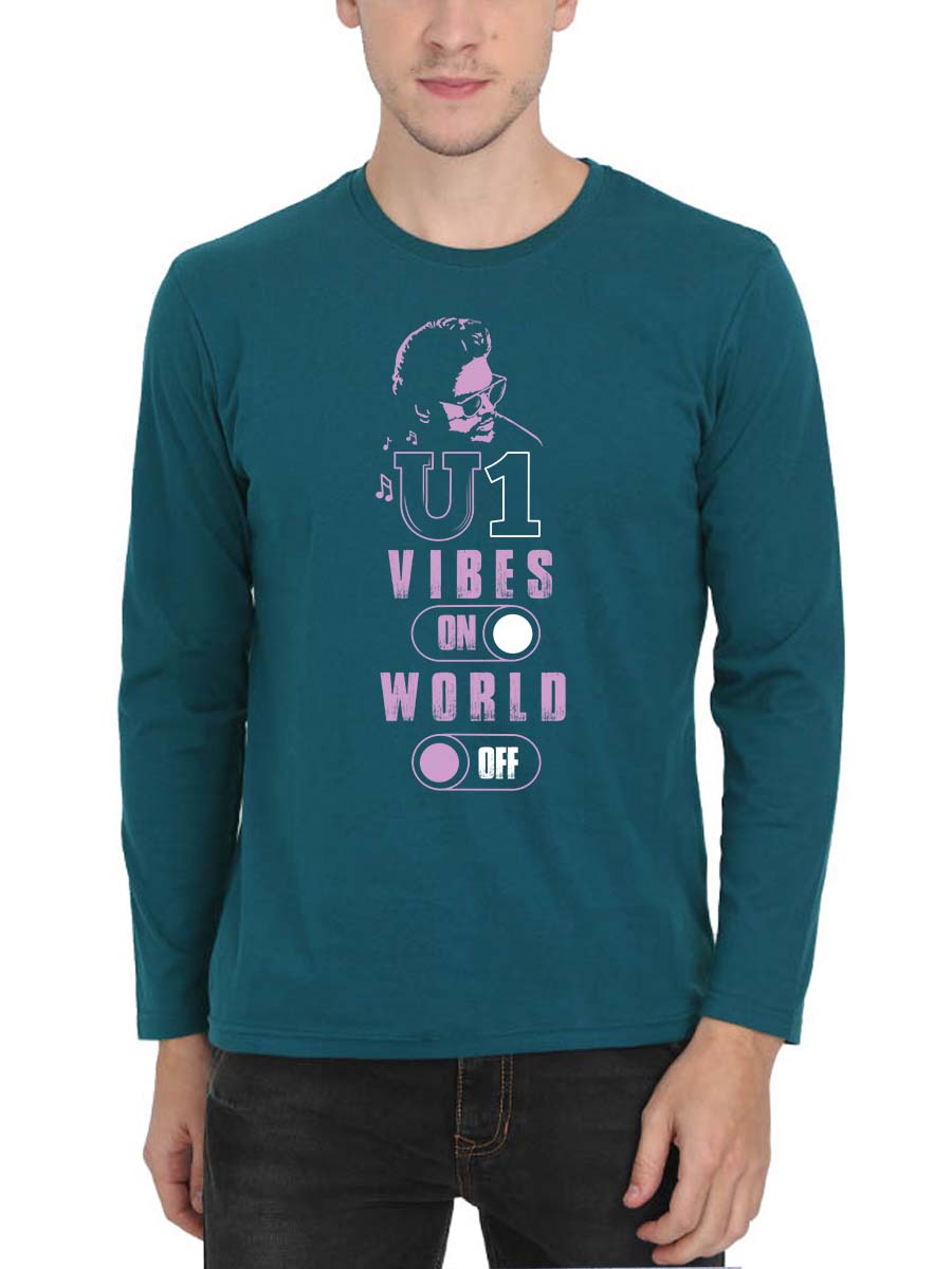 U1- Yuvan Vibes On World Off Men Full Sleeve Petrol Yuvan T-Shirt