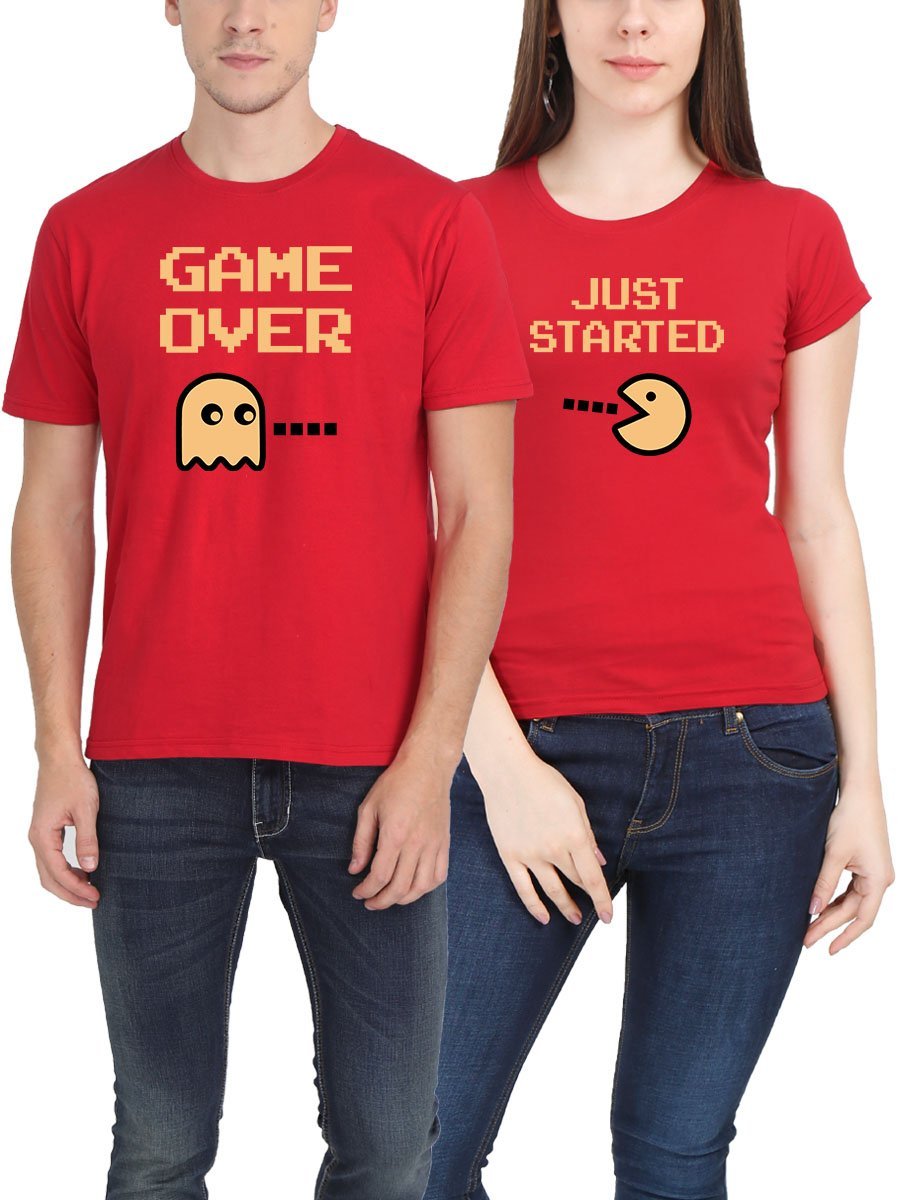 Game Over Just Started Red Couple TShirt Crazy Punch