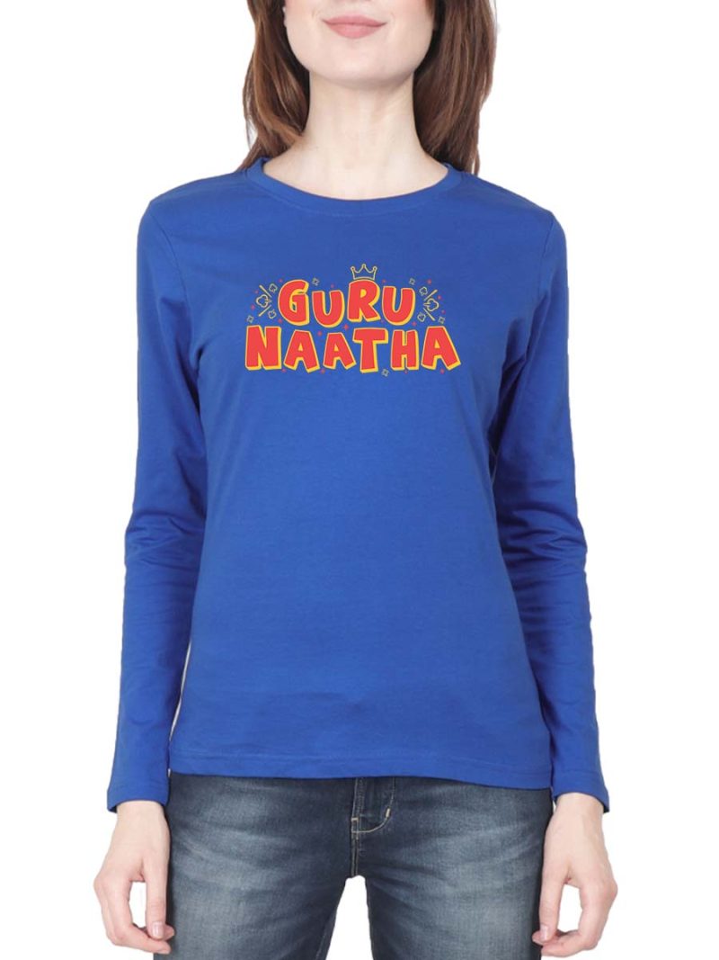 Gurunatha Women Full Sleeve Royal Blue Tamil Dialogue T-Shirt