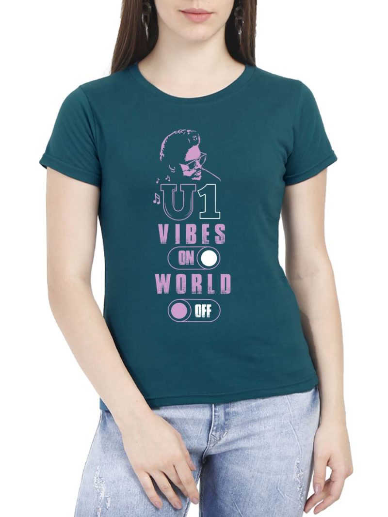 U1- Yuvan Vibes On World Off Women Half Sleeve Petrol Yuvan T-Shirt
