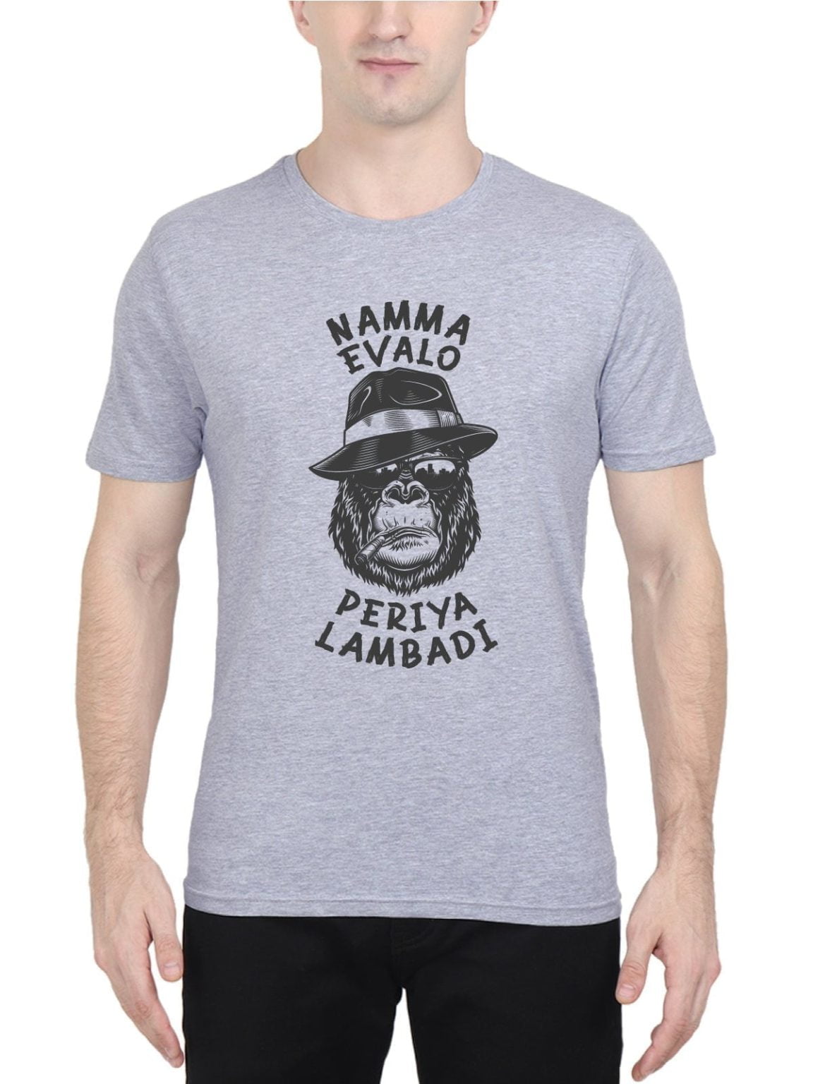 Namma Evalo Periya Lambadi - Mahaan Men's Grey Melange Half Sleeve Round Neck T-shirt