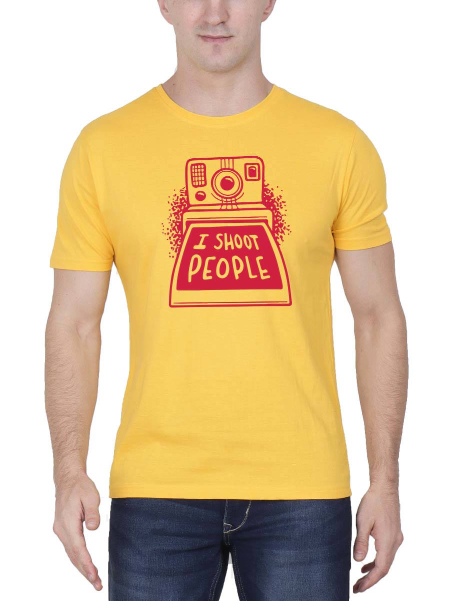 I Shoot People Men Half Sleeve Yellow Photography T-Shirt
