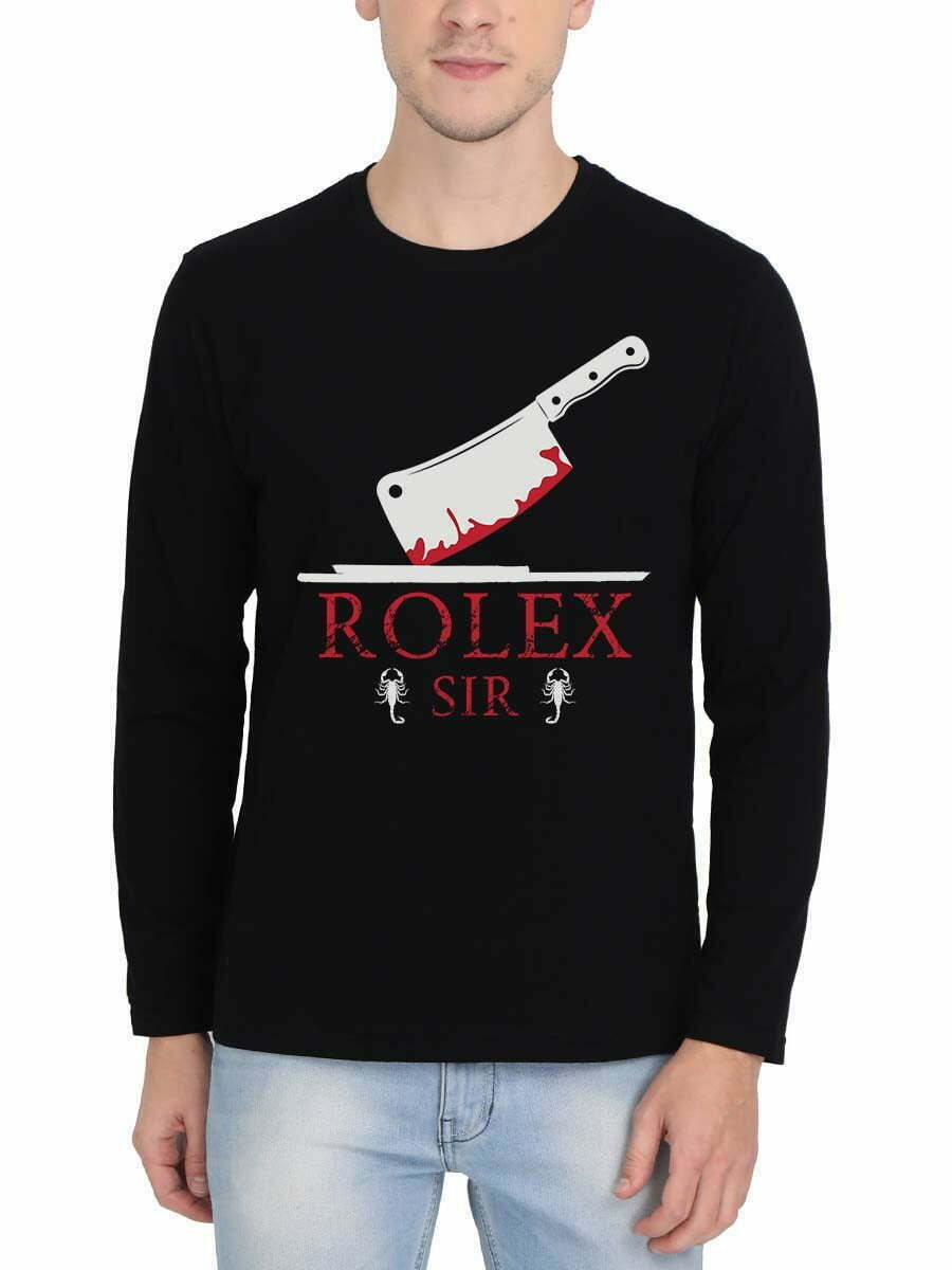 Rolex Suriya Sir Vikram Tamil Movie - Men's Black Full Sleeve Round Neck T-Shirt