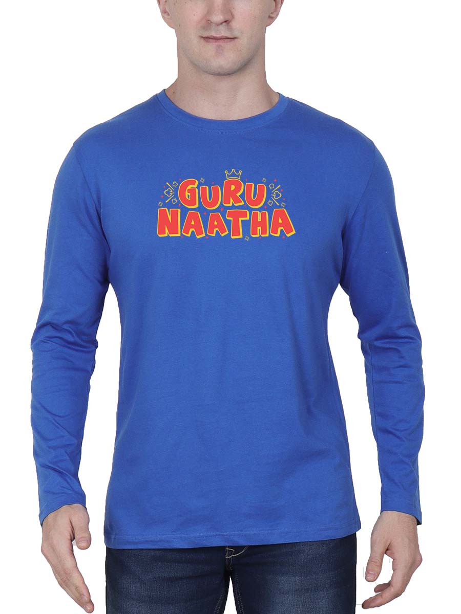 Gurunatha Men Full Sleeve Royal Blue Tamil Dialogue T-Shirt