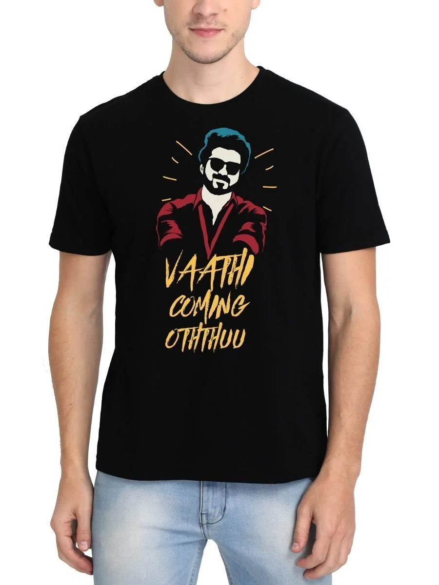 Vaathi Coming Song Men Half Sleeve Black Thalapathy Vijay T-Shirt - Image 2