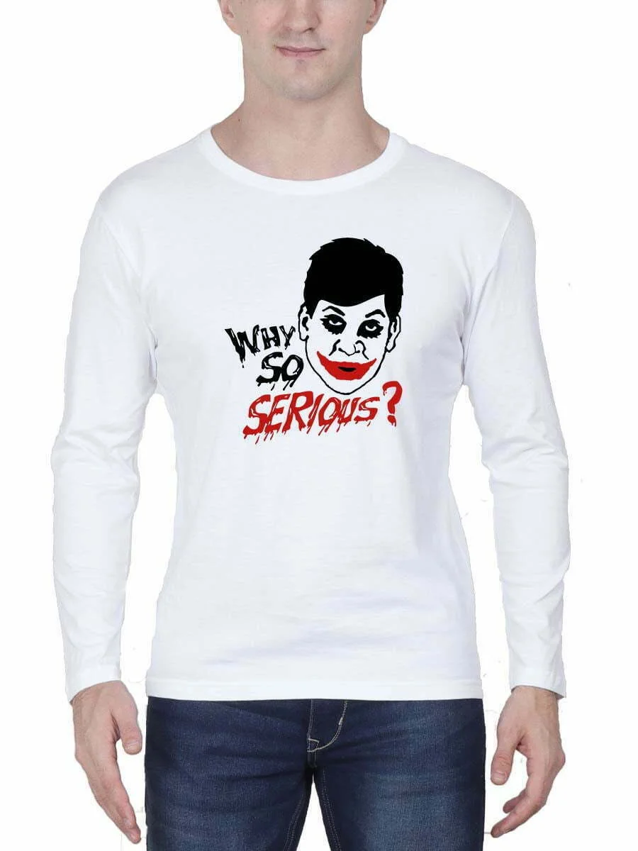 Why So Serious Men Full Sleeve White Vadivelu T Shirt