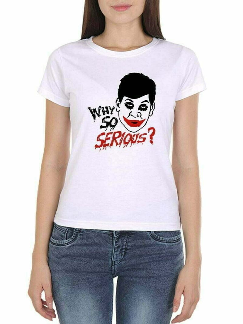 Why So Serious Women Half Sleeve White Vadivelu T Shirt