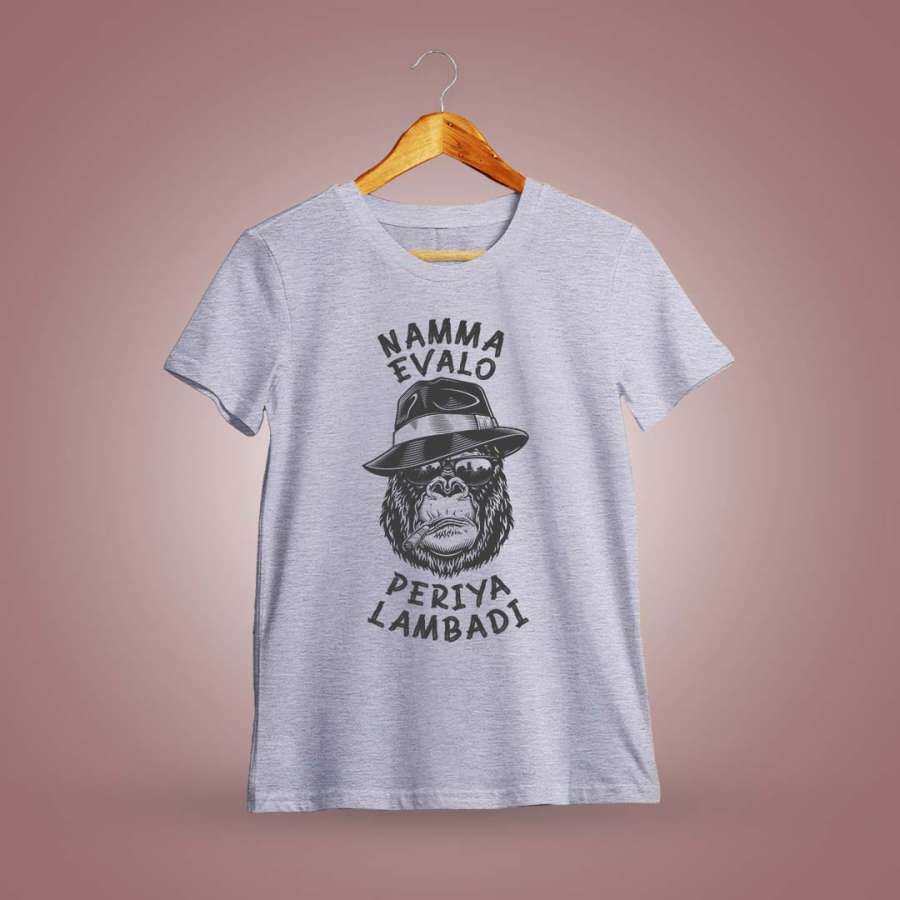 Namma Evalo Periya Lambadi - Mahaan Men's Grey Melange Half Sleeve Round Neck T-shirt