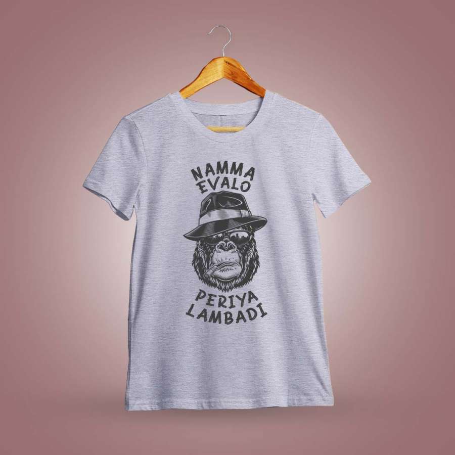 Namma Evalo Periya Lambadi - Mahaan Men's Grey Melange Half Sleeve Round Neck T-shirt