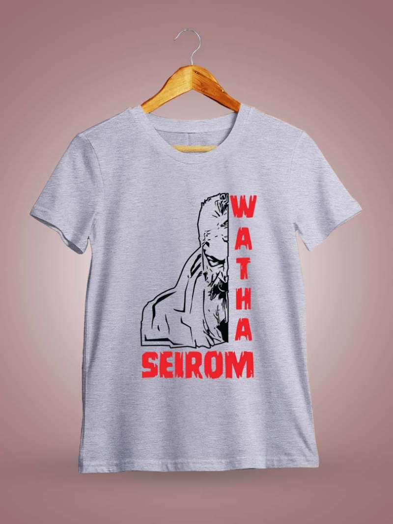 Watha Seirom Face Men Half Sleeve Grey Melange Ajith T Shirt