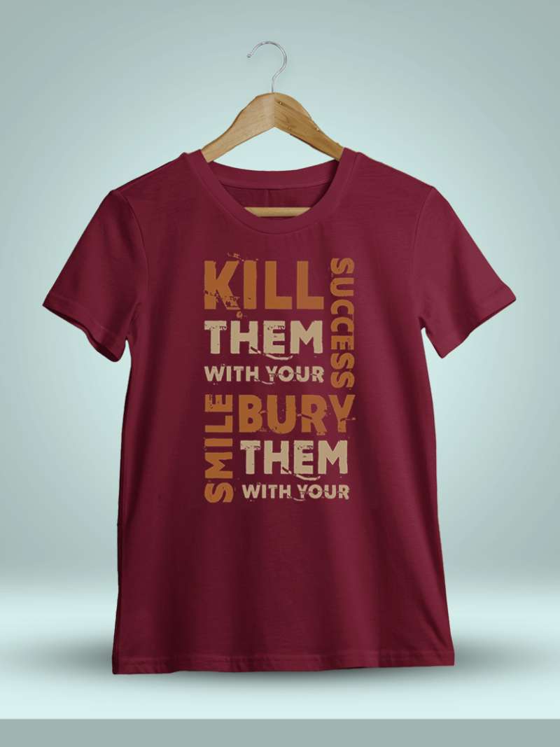 Kill Them With Your Success Men Half Sleeve Maroon Thalapathy Vijay T-Shirt