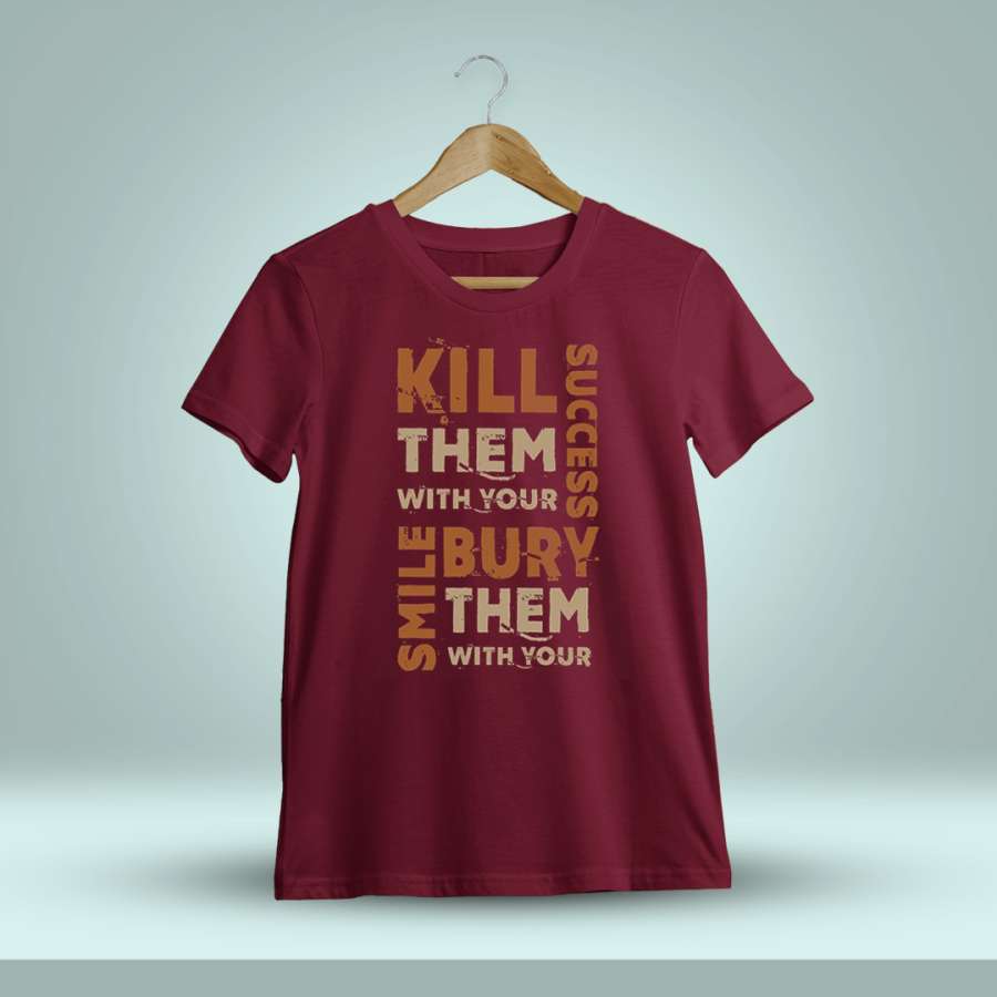 Kill Them With Your Success Men Half Sleeve Maroon Thalapathy Vijay T-Shirt