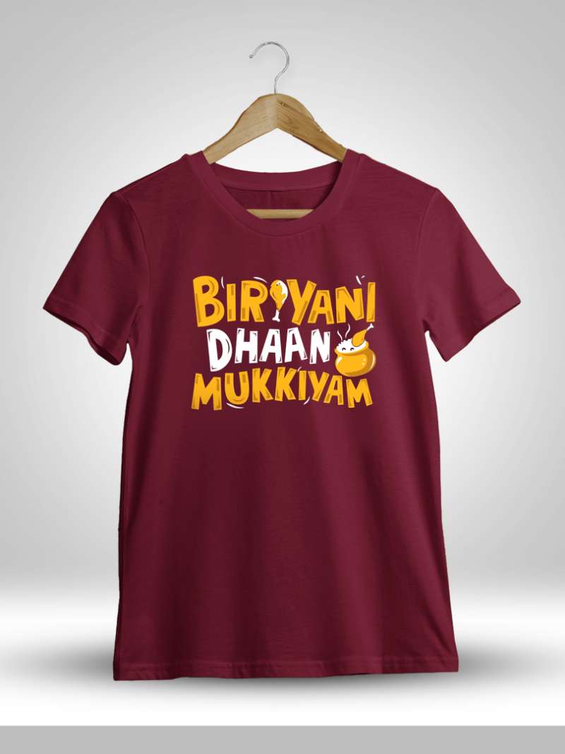 Biryani Dhaan Mukkiyam Maroon T-Shirt
